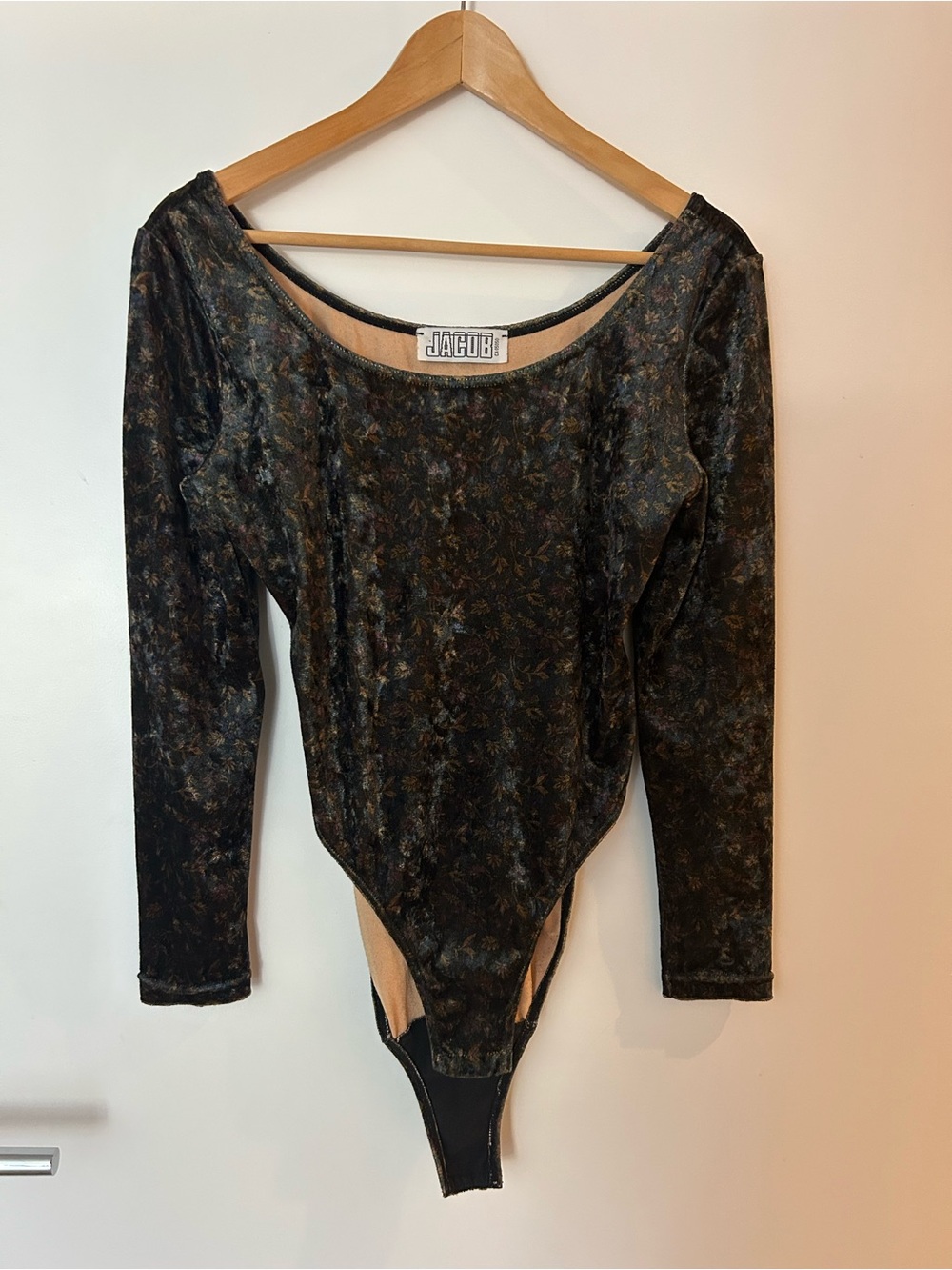 Jacob Black Floral Velvet Long Sleeve Bodysuit